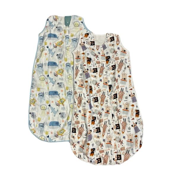2 Tado Muslin Sleep Sack Large Up To 35” Cotton Sea Creatures & Party Animals - Picture 1 of 7